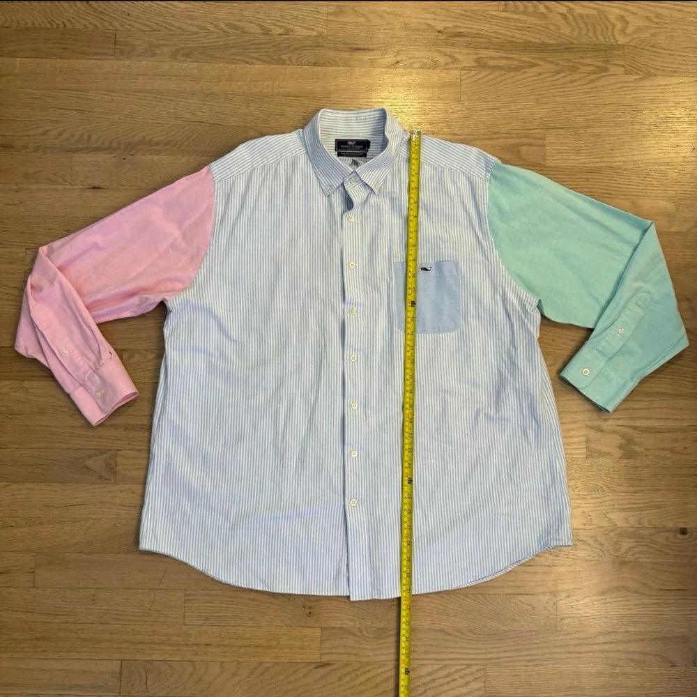 Vineyard Vines Colorblock Striped Slim Fit Tucker Button Down Shirt Men's Sz 2XL